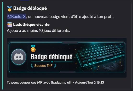 Capture Discord badge débloqué