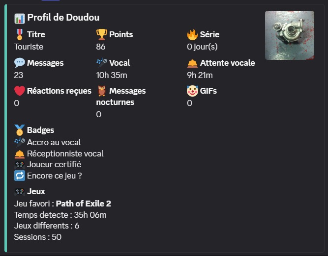 Capture Discord profil joueur